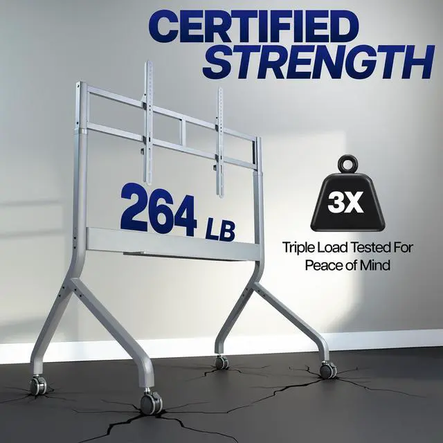 Alt view image 3 of 6 - VIVO Heavy-Duty Rolling TV Stand, Slim TV Cart with Manual Height Adjustments