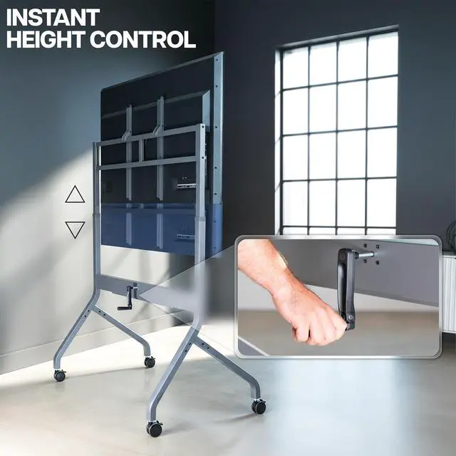 Alt view image 5 of 6 - VIVO Heavy-Duty Rolling TV Stand, Slim TV Cart with Manual Height Adjustments