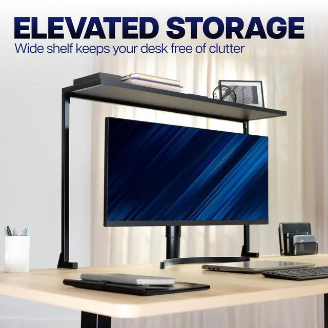Alt view image 4 of 7 - VIVO 38" Black Clamp-on Overhead Desk Shelf Mount, Raised Desktop Organizer