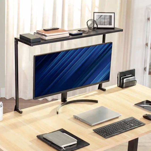 Alt view image 2 of 7 - VIVO 38" Black Clamp-on Overhead Desk Shelf Mount, Raised Desktop Organizer