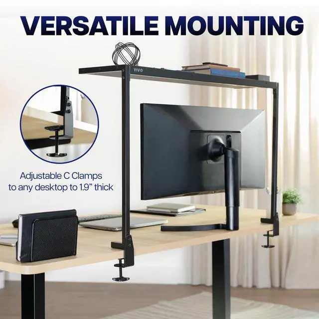Alt view image 6 of 7 - VIVO 38" Black Clamp-on Overhead Desk Shelf Mount, Raised Desktop Organizer