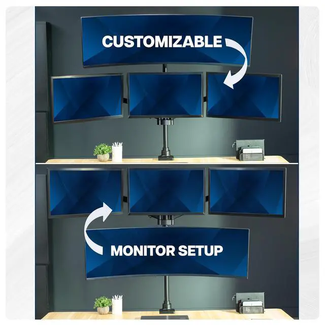 Alt view image 7 of 7 - VIVO Quad Monitor Desk Mount, 2 Mechanical Arms + 2 Fixed Arms, 103.4 Capacity
