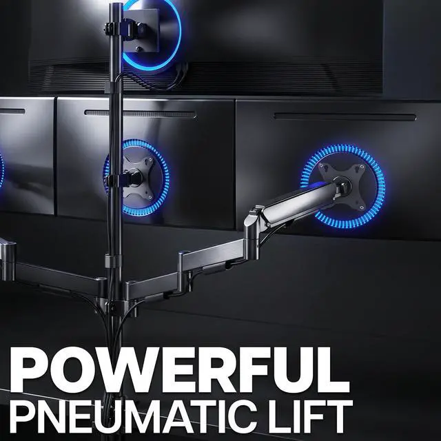 Alt view image 5 of 7 - VIVO Quad Monitor Desk Mount, 2 Mechanical Arms + 2 Fixed Arms, 103.4 Capacity
