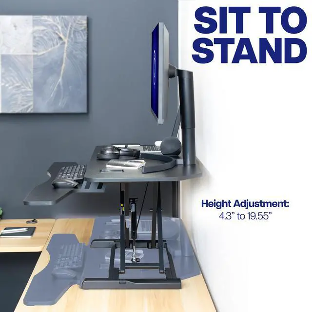 Alt view image 4 of 7 - VIVO Height Adjustable Corner Desk Riser, 48" Sit-Stand Desk Converter