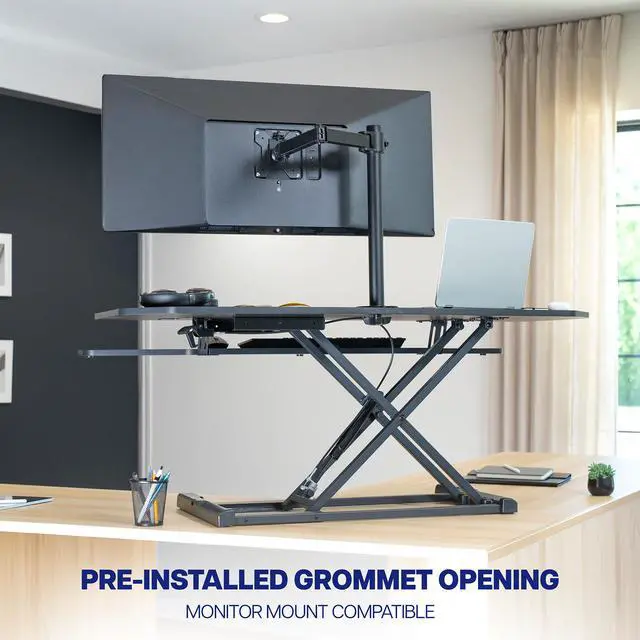 Alt view image 7 of 7 - VIVO Height Adjustable Corner Desk Riser, 48" Sit-Stand Desk Converter