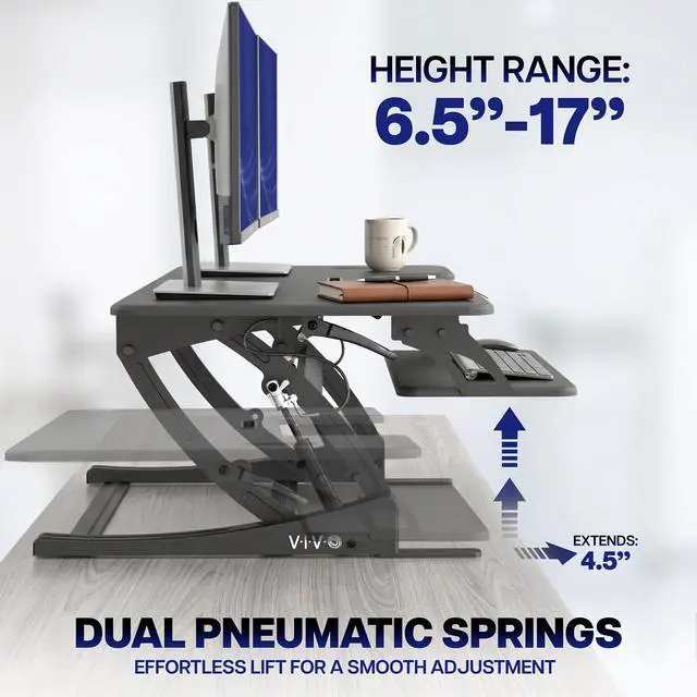 Alt view image 5 of 7 - VIVO 54 Manual Height Adjustable Standing Desk Converter, Desk Riser
