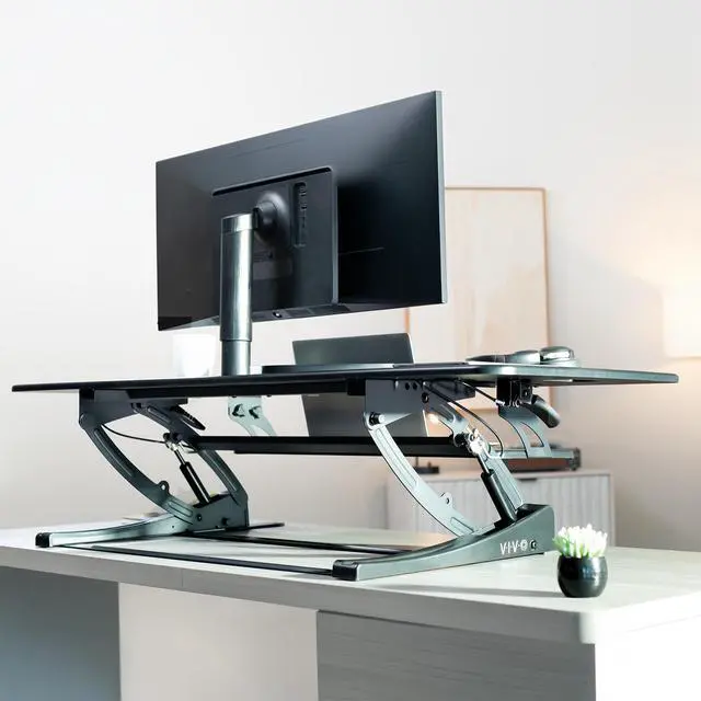 Alt view image 6 of 7 - VIVO 54 Manual Height Adjustable Standing Desk Converter, Desk Riser
