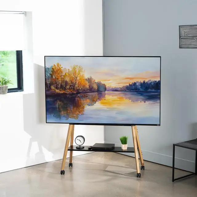 Alt view image 2 of 7 - VIVO Rolling Easel Studio TV Floor Stand with Shelf, Fits 43" to 75" Screens