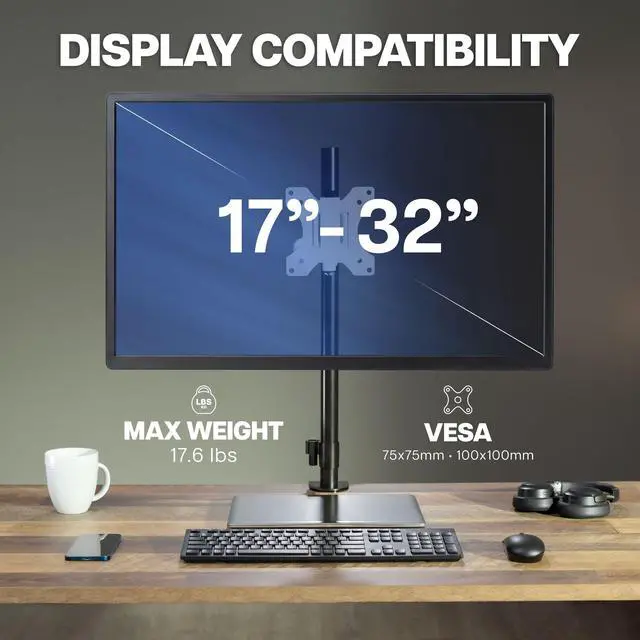 Alt view image 3 of 7 - VIVO Steel Universal Pole Mount Monitor Arm VESA Plate | Fits 17" to 32" Screens