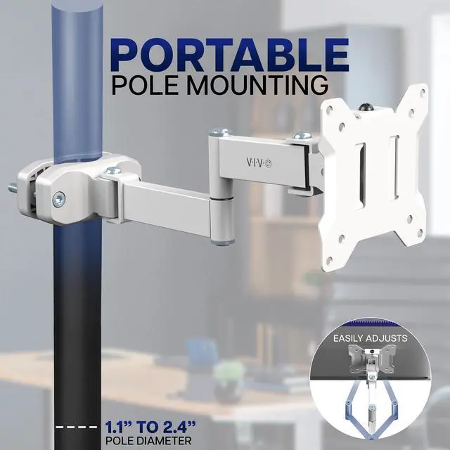 Alt view image 2 of 7 - VIVO Steel Universal Pole Mount Monitor Arm VESA Plate | Fits 17" to 32" Screens
