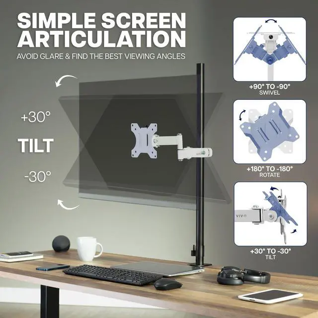 Alt view image 7 of 7 - VIVO Steel Universal Pole Mount Monitor Arm VESA Plate | Fits 17" to 32" Screens