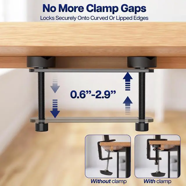 Alt view image 3 of 7 - VIVO Clamp Extension Adapter for Monitor Stand, Standard & Lipped Edge Desktops