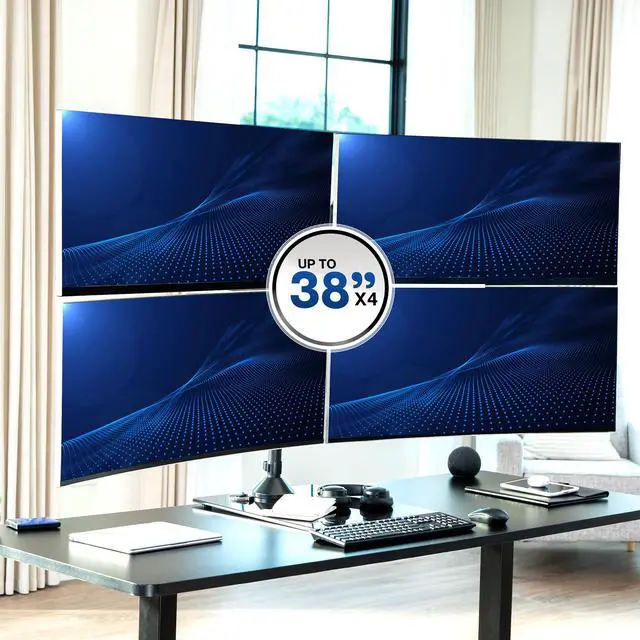 Alt view image 2 of 7 - VIVO Quad Ultrawide Freestanding Monitor Stand for up to Four 38" Screens