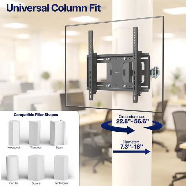 Alt view image 3 of 7 - VIVO Column No Drill TV Mount, Full Motion, 4086" Screens, 132 lbs Capacity