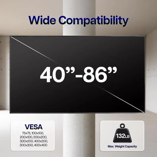 Alt view image 7 of 7 - VIVO Column No Drill TV Mount, Full Motion, 4086" Screens, 132 lbs Capacity
