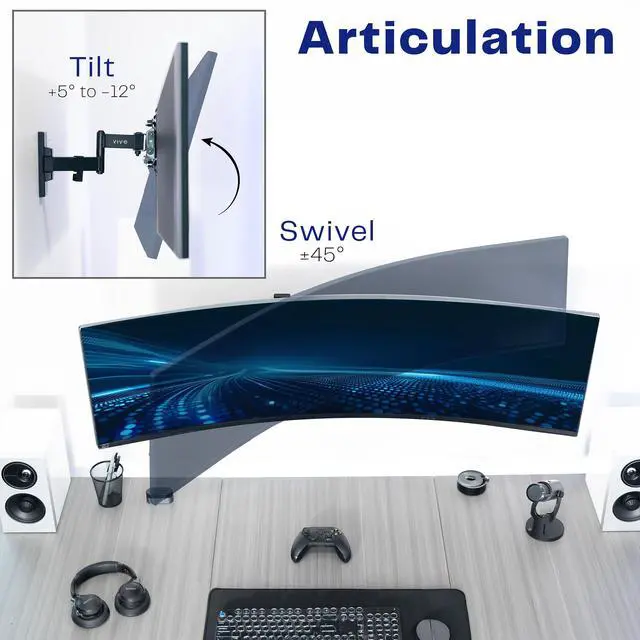 Alt view image 5 of 7 - VIVO Full Motion 49" Ultrawide Monitor Wall Mount