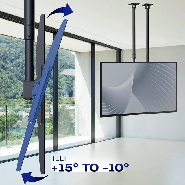 Alt view image 7 of 7 - VIVO Extending Large Ceiling TV Mount, 60 to 120 inch Screens, Dual 10ft Poles