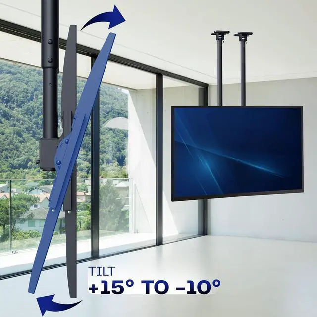 Alt view image 5 of 7 - VIVO Extending Large Ceiling TV Mount, 60 to 120 inch Screens, Dual 5.5ft Poles