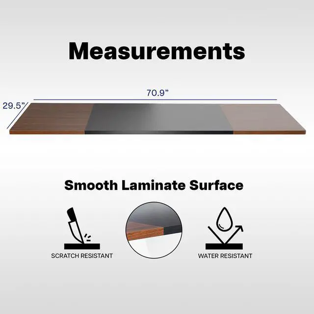 Alt view image 5 of 7 - VIVO Black and Dark Walnut 71x30 DIY Table Top Only for Compatible Desk Frames