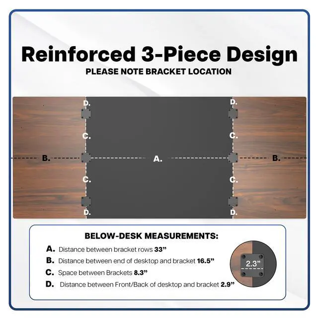 Alt view image 3 of 7 - VIVO Black and Dark Walnut 71x30 DIY Table Top Only for Compatible Desk Frames