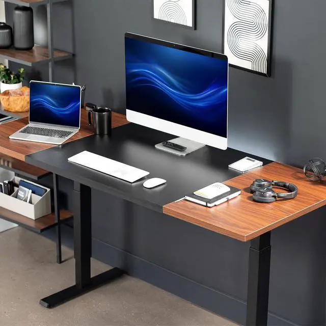 Alt view image 2 of 7 - VIVO Black and Dark Walnut 71x30 DIY Table Top Only for Compatible Desk Frames