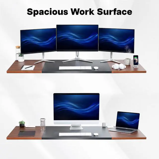 Alt view image 6 of 7 - VIVO Black and Dark Walnut 71x30 DIY Table Top Only for Compatible Desk Frames