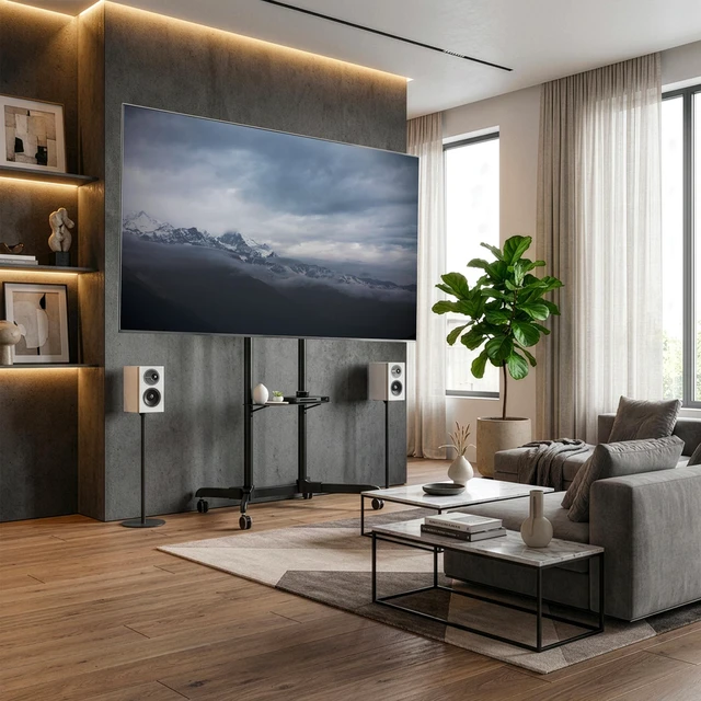 Alt view image 2 of 7 - VIVO Mobile TV Cart for 55"-100" LCD LED Plasma Flat Panel, Max VESA 600x800mm