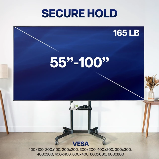 Alt view image 5 of 7 - VIVO Mobile TV Cart for 55"-100" LCD LED Plasma Flat Panel, Max VESA 600x800mm