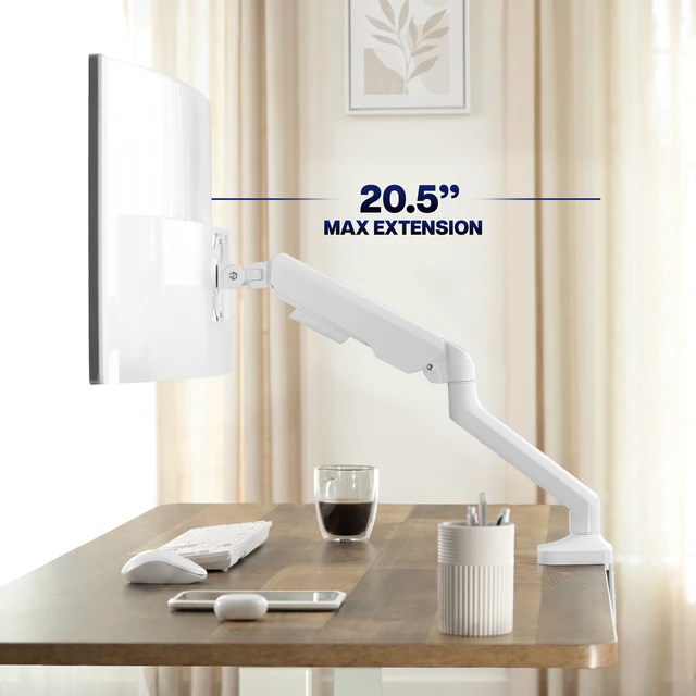 Alt view image 6 of 7 - VIVO Pneumatic Arm White Single Ultrawide Monitor Desk Mount, Up to 40" Screens