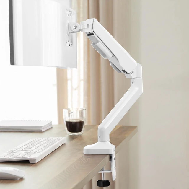 Alt view image 7 of 7 - VIVO Pneumatic Arm White Single Ultrawide Monitor Desk Mount, Up to 40" Screens