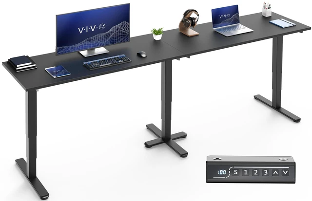 Main image of VIVO Electric 109" x 24" Extra Long Standing Desk, Black Tops, Black Frame