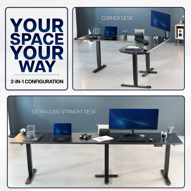 Alt view image 4 of 7 - VIVO Electric 109" x 24" Extra Long Standing Desk, Black Tops, Black Frame