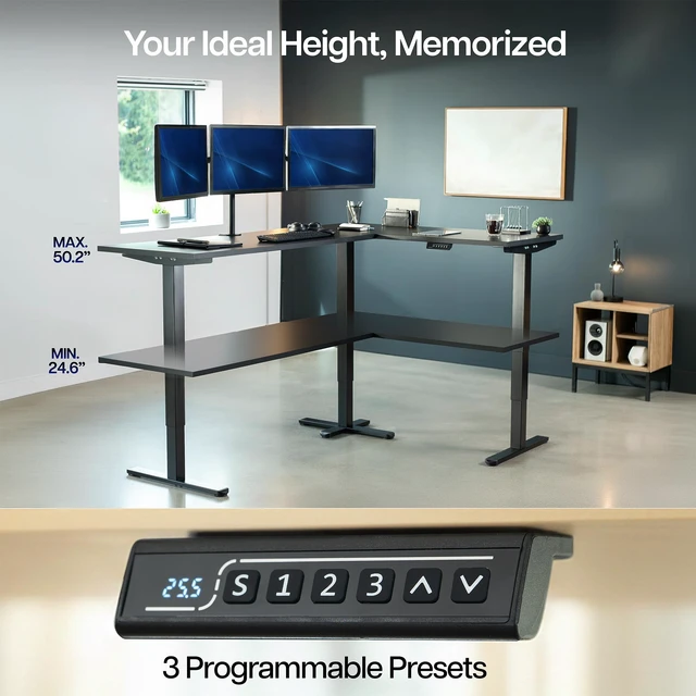 Alt view image 5 of 7 - VIVO Electric 109" x 24" Extra Long Standing Desk, Black Tops, Black Frame