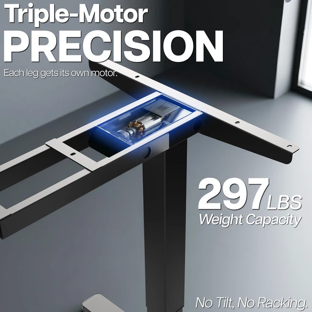 Alt view image 3 of 7 - VIVO Electric 109" x 24" Extra Long Standing Desk, Black Tops, Black Frame