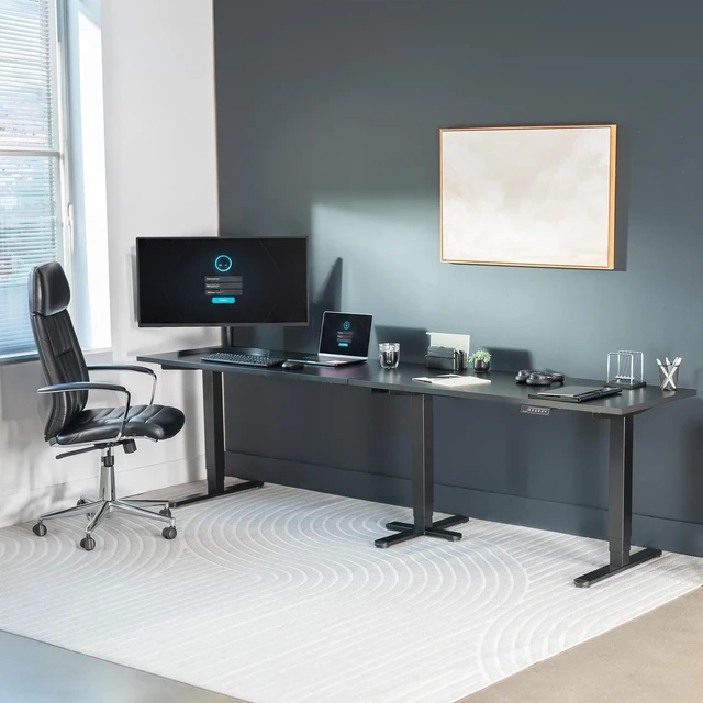 Alt view image 7 of 7 - VIVO Electric 109" x 24" Extra Long Standing Desk, Black Tops, Black Frame
