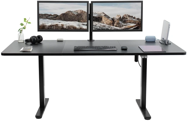 Main image of VIVO Electric 71 x 30 Stand Up Desk Workstation, Black Top, Black Frame