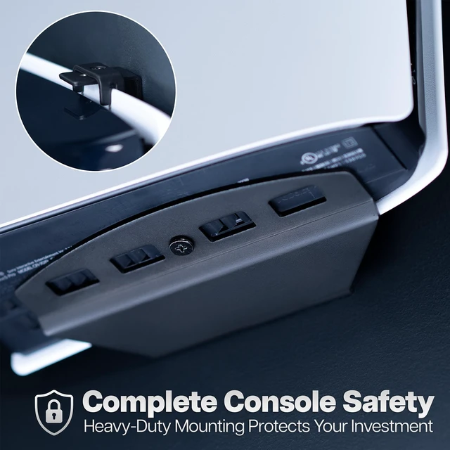 Alt view image 4 of 7 - VIVO Black Steel Wall Mount Designed for PS5 Console, 2 Controller Mounts