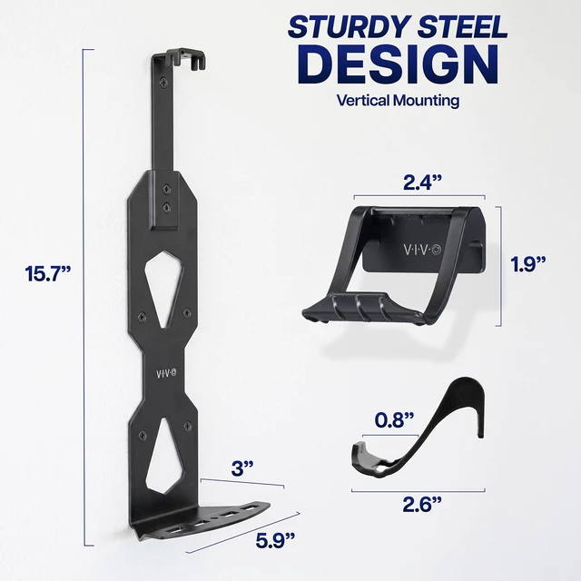 Alt view image 5 of 7 - VIVO Black Steel Wall Mount Designed for PS5 Console, 2 Controller Mounts