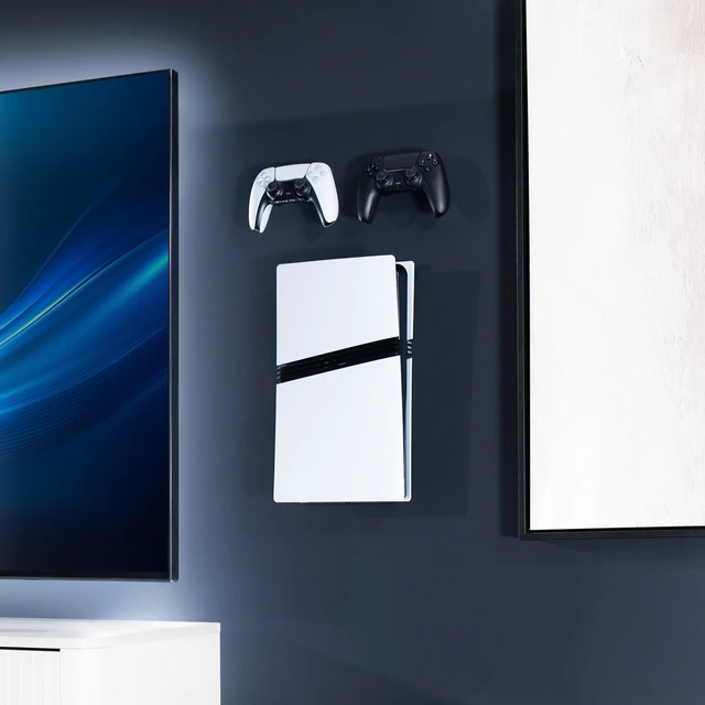 Alt view image 2 of 7 - VIVO Black Steel Wall Mount Designed for PS5 Console, 2 Controller Mounts