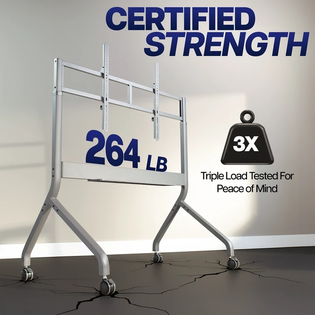 Alt view image 3 of 7 - VIVO Heavy Duty Rolling TV Stand, Slim TV Cart with Motorized Height Adjustments