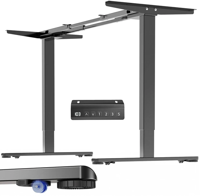 Main image of VIVO Black Electric Dual Motor Standing Desk Frame with Hidden Casters