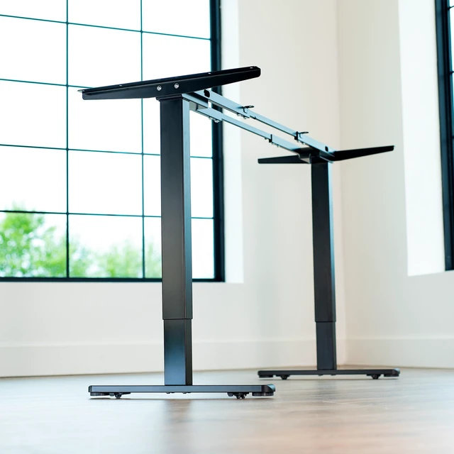 Alt view image 2 of 7 - VIVO Black Electric Dual Motor Standing Desk Frame with Hidden Casters