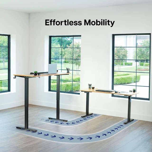 Alt view image 7 of 7 - VIVO Black Electric Dual Motor Standing Desk Frame with Hidden Casters
