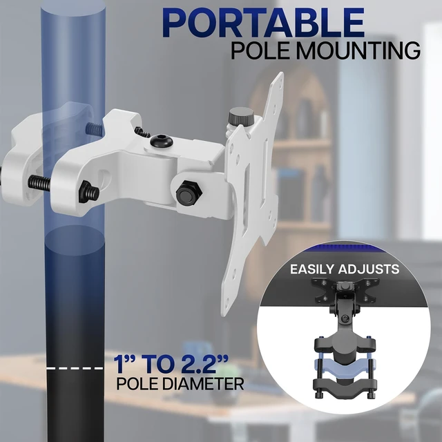 Alt view image 2 of 7 - VIVO White Steel Universal Bracket Pole Mount VESA Plate, Fits 13" to 30" Screen