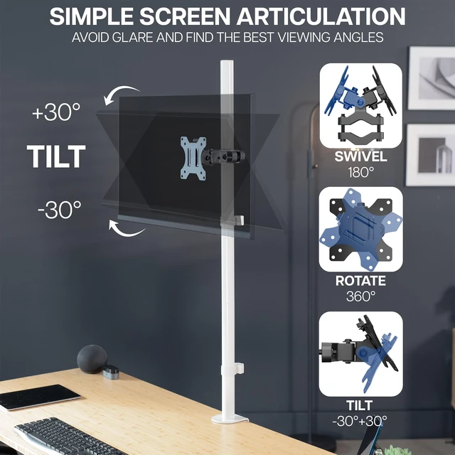 Alt view image 7 of 7 - VIVO White Steel Universal Bracket Pole Mount VESA Plate, Fits 13" to 30" Screen