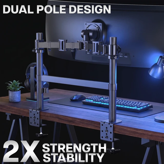 Alt view image 4 of 7 - VIVO Single Ultrawide Monitor Desk Mount, 2 Poles, Up to 57" Ultrawide Screen