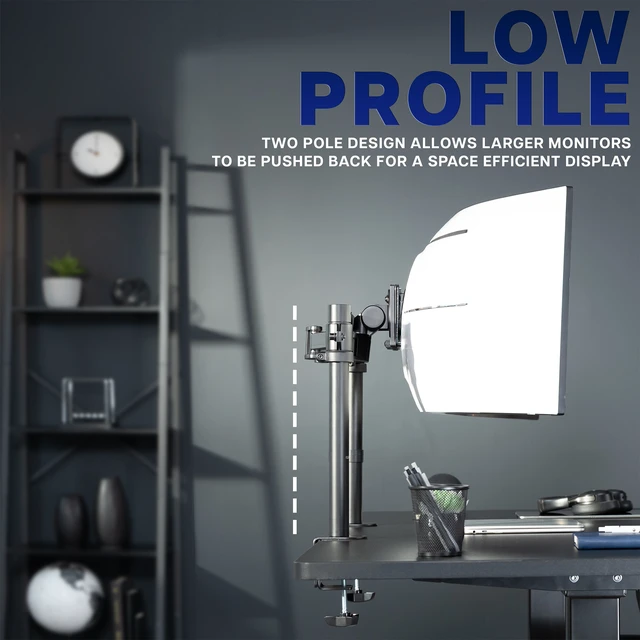Alt view image 5 of 7 - VIVO Single Ultrawide Monitor Desk Mount, 2 Poles, Up to 57" Ultrawide Screen