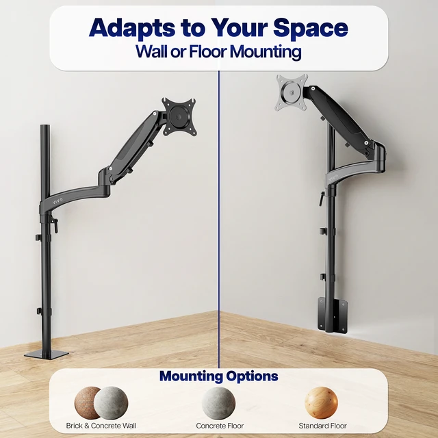Alt view image 3 of 7 - VIVO Extra Tall Monitor Floor or Wall Mount Stand for 17-32 Screens