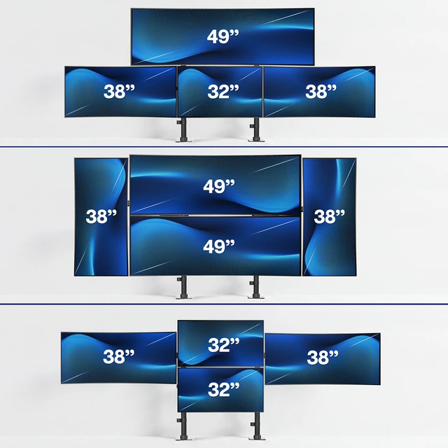 Alt view image 3 of 7 - VIVO Dual Pole Quad Monitor Desk Mount, Screens Up to 49 (x2) and 38 (x2)