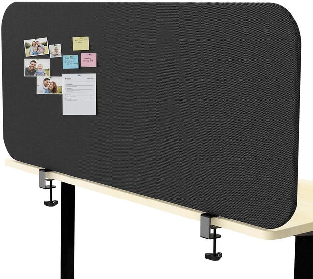 Main image of VIVO 60" Clamp-On Desk Privacy Panel, Sound-Reducing PET Fabric